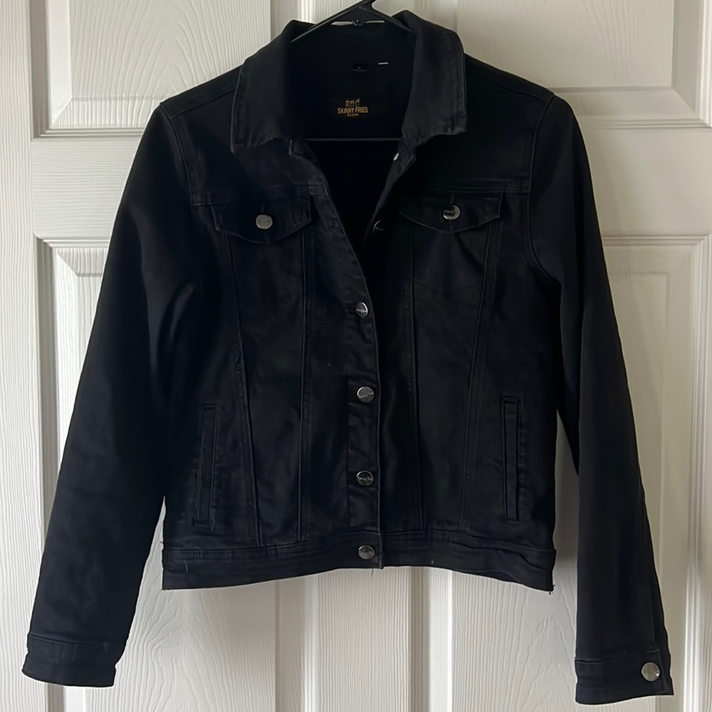 Skinny‎ Fries Black Denim Cropped Jacket, Size Small